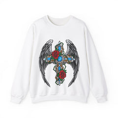 Angel Wing Cross - Women's Heavy Blend™ Crewneck Sweatshirt