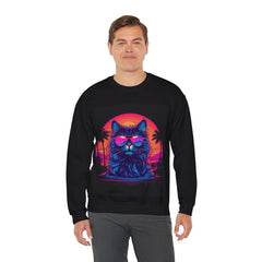 Beach Neon Cat - Unisex Heavy Blend™ Crewneck Sweatshirt