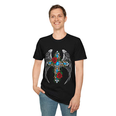 Angel Wing Cross - Unisex Softstyle T-Shirt