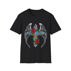 Angel Wing Cross - Unisex Softstyle T-Shirt
