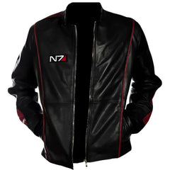 Men's Hight-Quality Black Red-accents Lambskin Leather Jacket