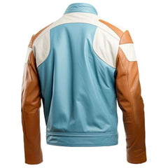 Winter White Bomber Biker Genuine Sheepskin Leather Jacket For Men