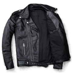 Classic Black Brando Motorcycle Premium Cowhide Leather Jacket For Men