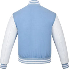 Black Genuine Lambskin Varsity Rib-Knitted Leather Jacket For Men
