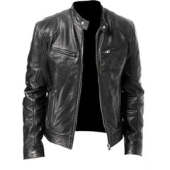 Winter Sleek Vintage Motorcycle Premium Sheepskin Leather Jacket For Men