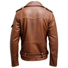 Winter Brown Moto-Biker Premium Sheepskin Leather Jacket For Men