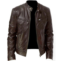 Winter Sleek Vintage Motorcycle Premium Sheepskin Leather Jacket For Men