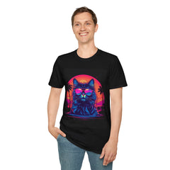 Beach Neon Cat - Unisex Softstyle T-Shirt