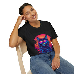 Beach Neon Cat - Unisex Softstyle T-Shirt