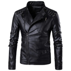 Black Café Racer Asymmetric Premium Sheepskin Leather Jacket For Men