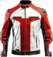 Trendy Motorcycle Genuine Sheepskin Leather Cafe Racer Jacket For Men