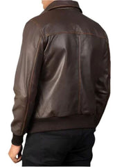 Winter Distressed Brown Premium Cowhide Bomber Leather Jacket For Men