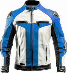 Trendy Motorcycle Genuine Sheepskin Leather Cafe Racer Jacket For Men