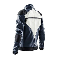 Blue Cafe Racer Premium Sheepskin Motorcycle Leather Jacket For Men