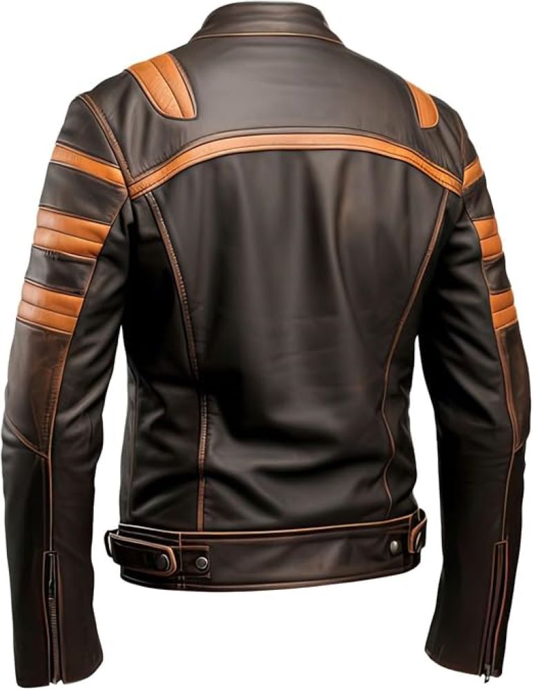 Winter Rust Brown Café Racer Genuine Sheepskin Leather Jacket For Men