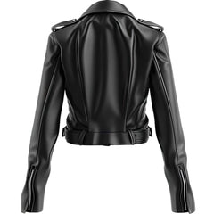 Black Slim-Fit Motorcycle Genuine Sheepskin Leather Jacket For Women